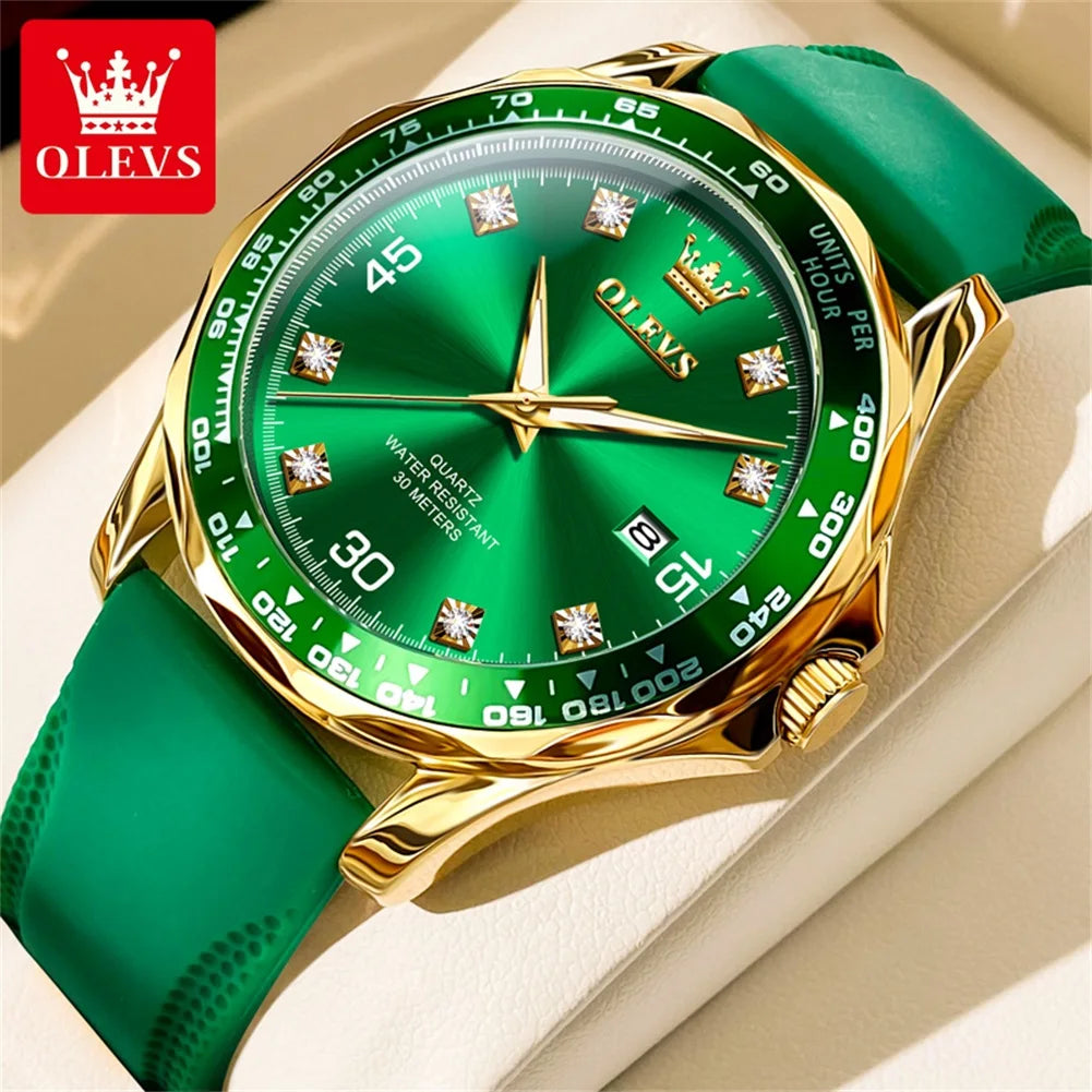 Sleek Green Quartz Diving Watch™