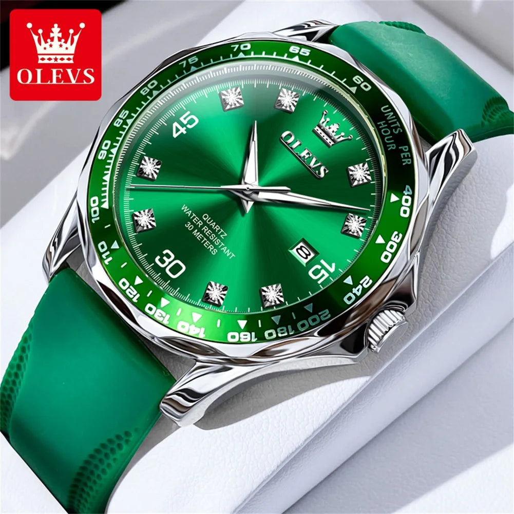 Sleek Green Quartz Diving Watch™