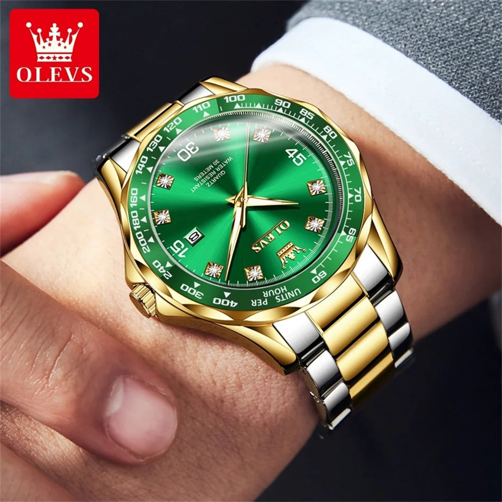 Sleek Green Quartz Diving Watch™