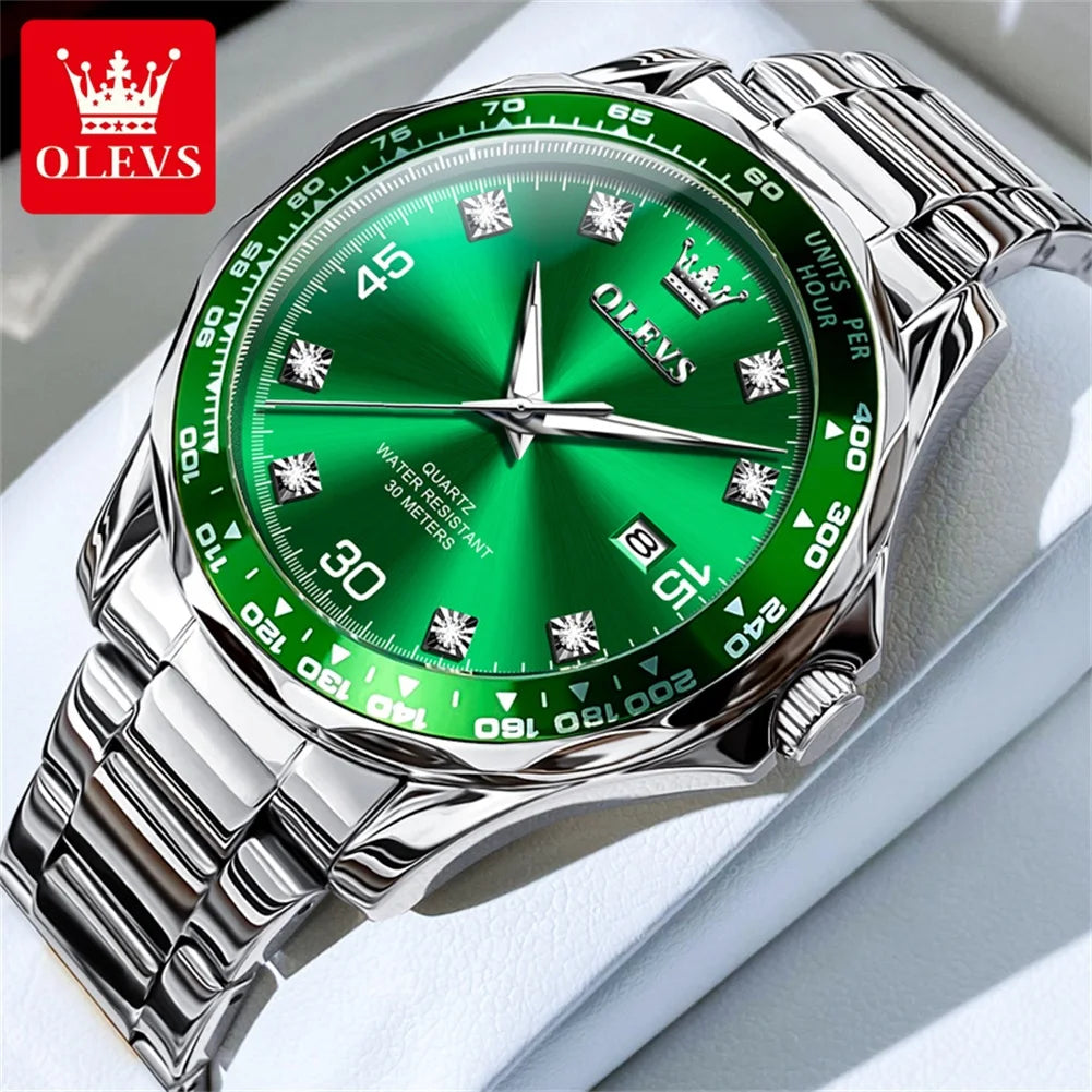 Sleek Green Quartz Diving Watch™
